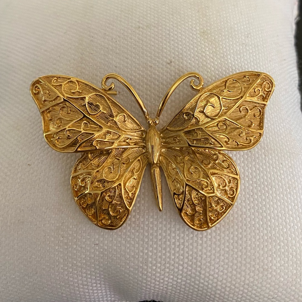Vintage Monet Gold Butterfly Brooch Pin